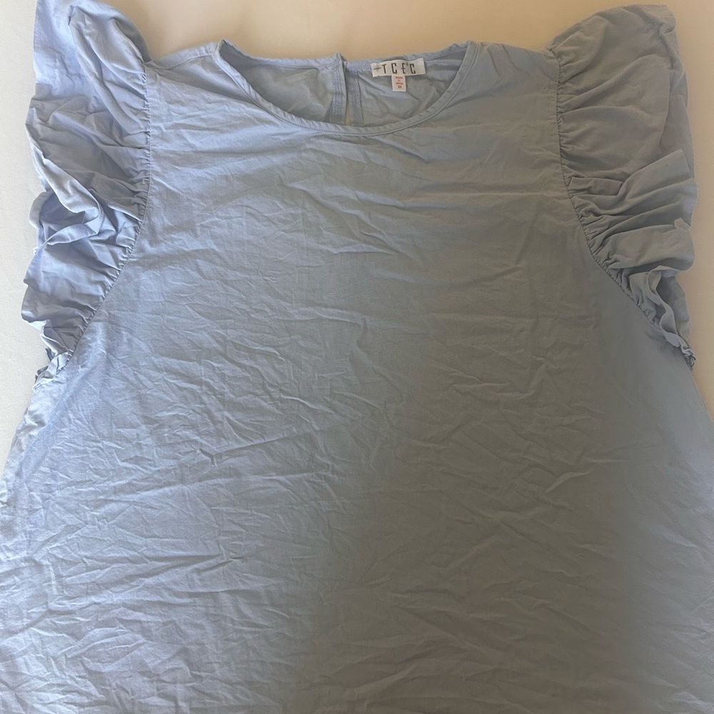 TCEC Sky Blue Blouse with Ruffle Detail Size M